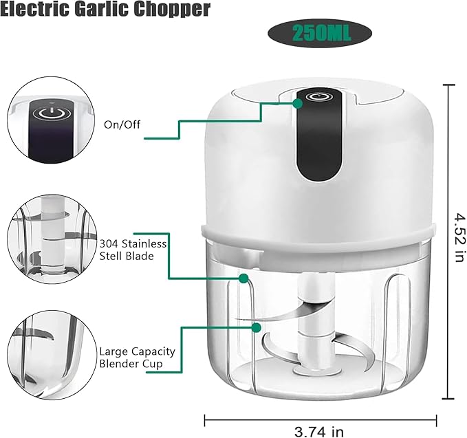 Mini Electric Meat/Garlic Chopper Portable Food Processor