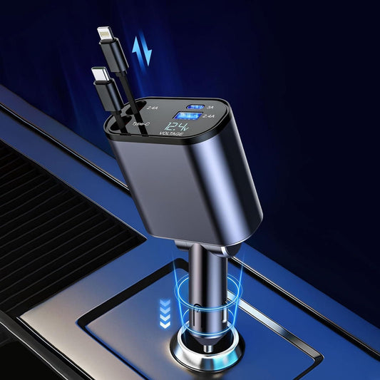 Retractable Car Charger- 5 in one Charing
